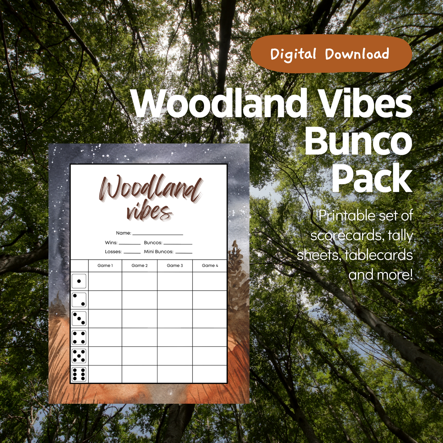 Woodland Vibes Bunco Set