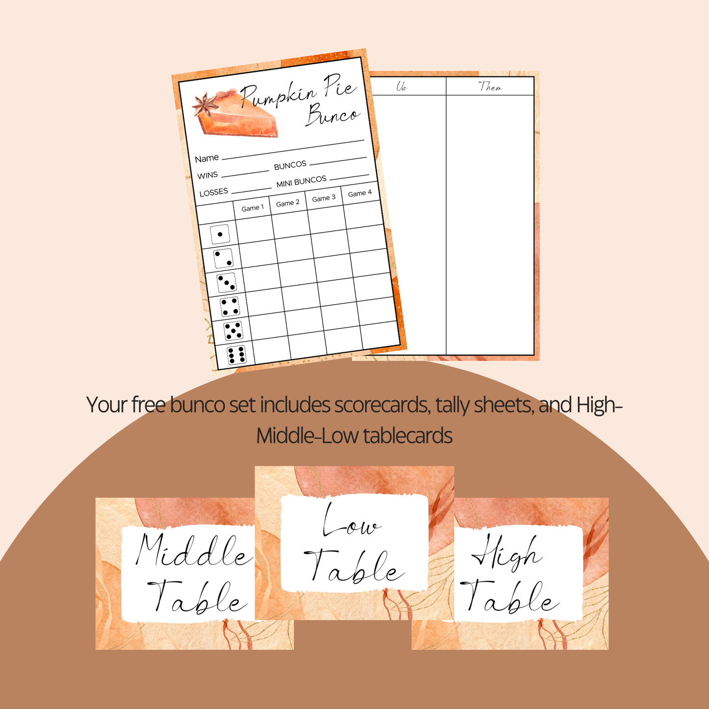 Pumpkin Pie Bunco Freebie