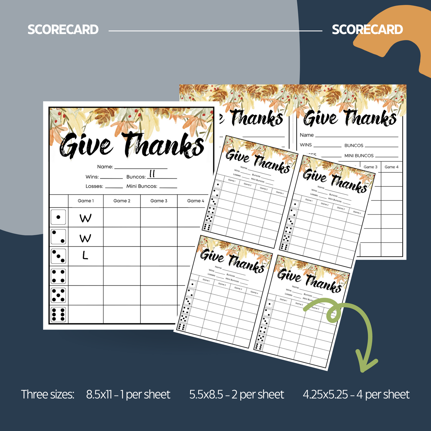 Give Thanks Bunco Set