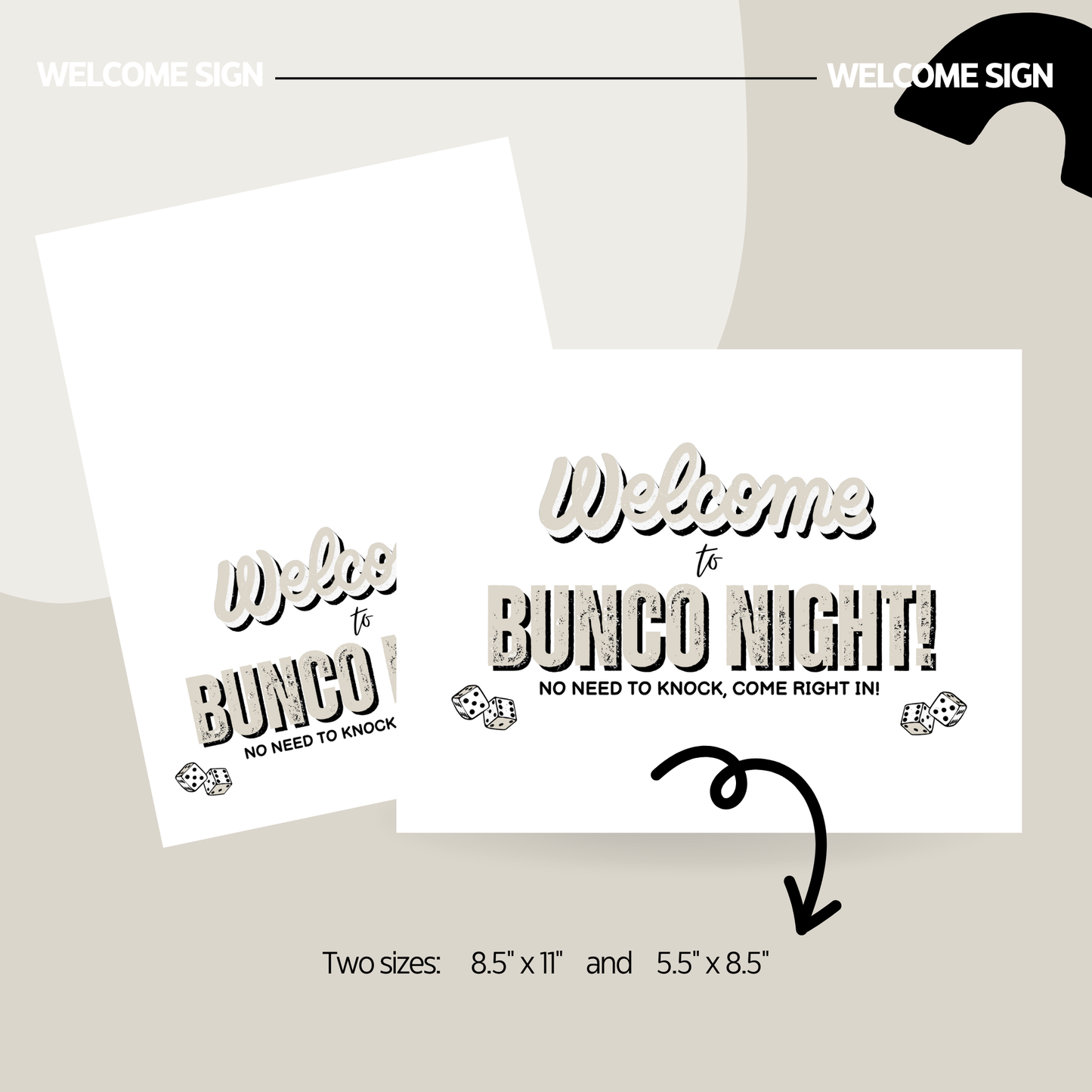 Bunco Welcome Sign Set